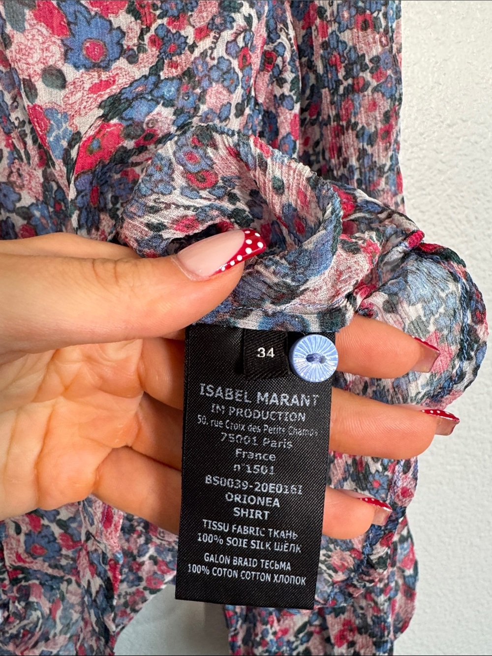 Isabel Marant Orionea Gathered Floralprint Silkcrepon Blouse - 34 / US 2 - Picture 7 of 8